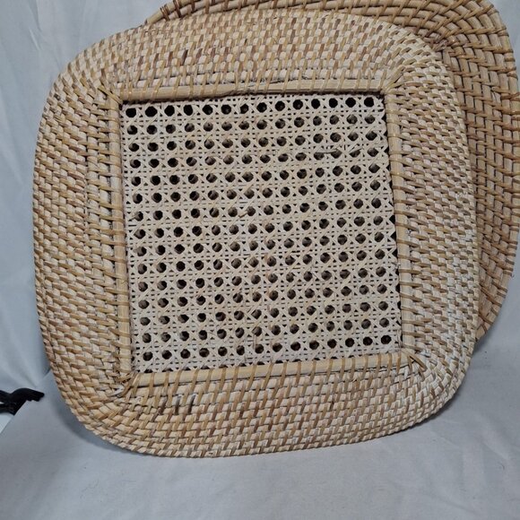 Lot of 4 Wicker Rattan Paper Plate Holder 13" Square Tray, Decor Natural Cottage - Picture 5 of 8